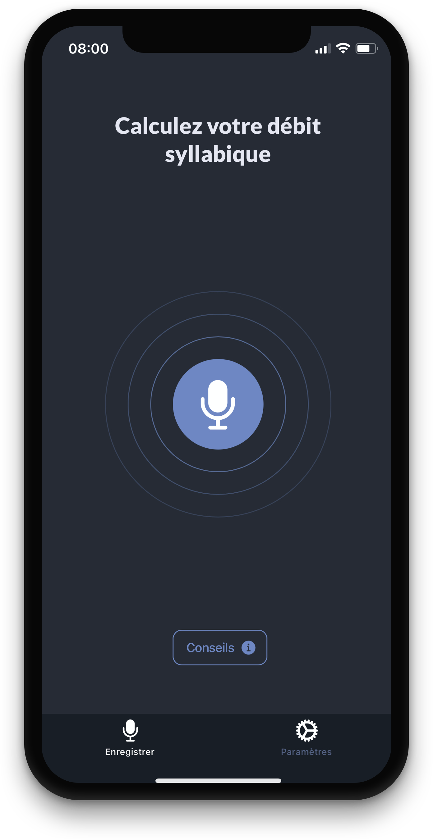 Aperçu principal de l'application Speak Control